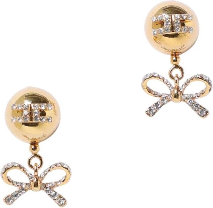 Elisabetta Franchi Boog Drop Oorbellen met Rhinestone Accents