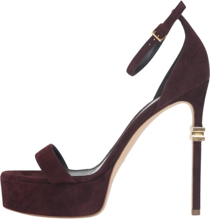 Elisabetta Franchi Bordeaux Enkelband Hoge Hak Sandalen