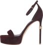 Elisabetta Franchi Bordeaux Enkelband Hoge Hak Sandalen - Thumbnail 1