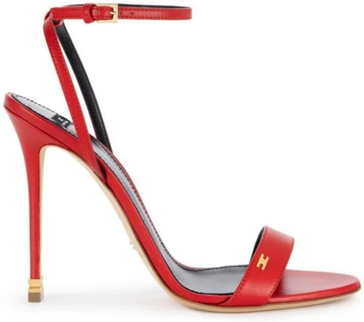 Elisabetta Franchi 100mm Logo-Plaque Leren Sandalen