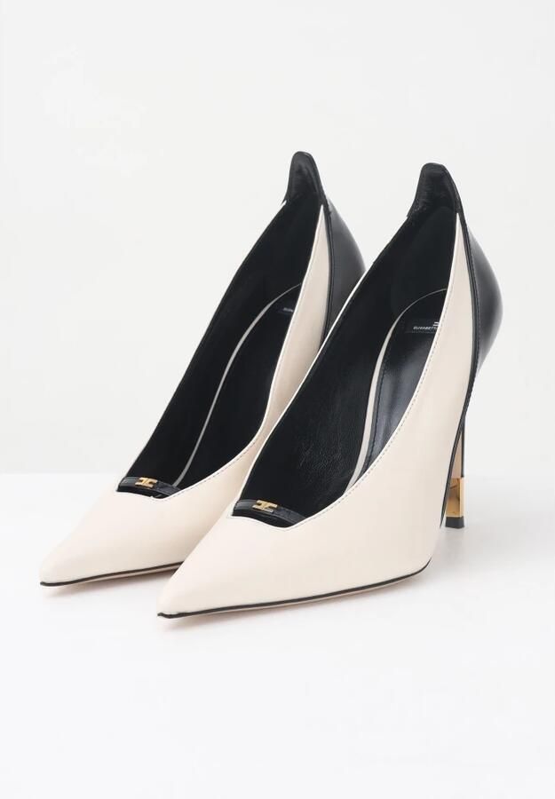 Elisabetta Franchi Bicolor Stiletto Hakken met Gouden Details