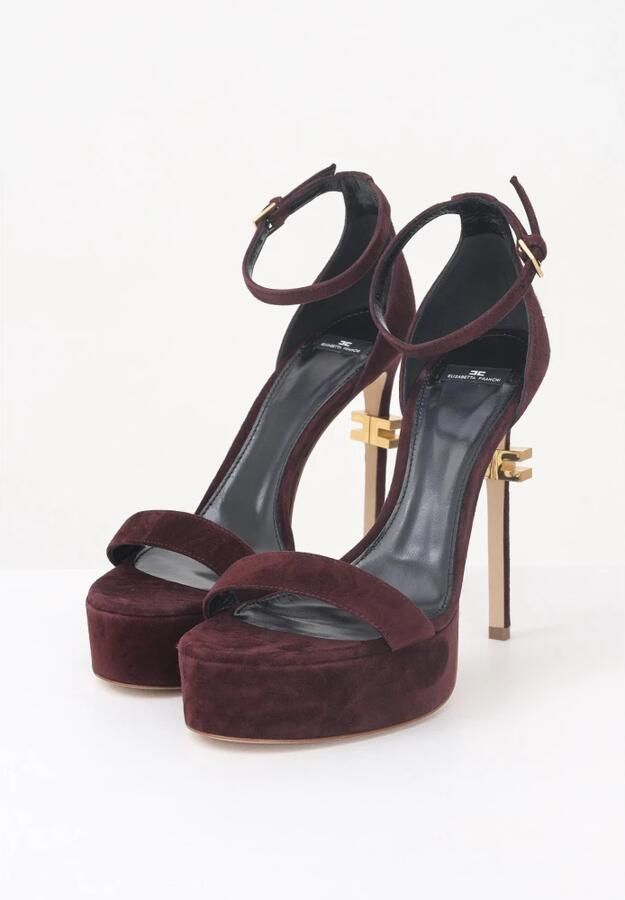 Elisabetta Franchi Bordeaux Enkelband Hoge Hak Sandalen