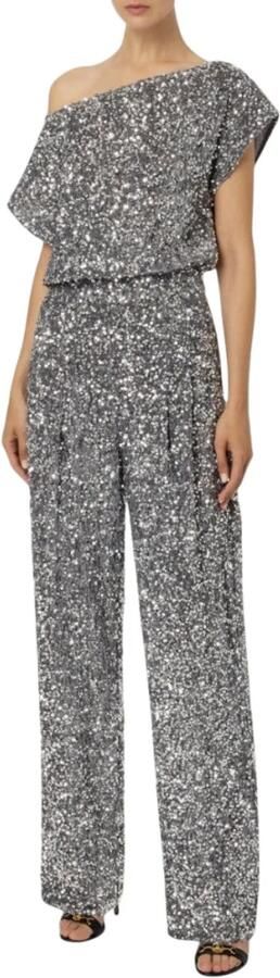 Elisabetta Franchi Geborduurde fluwelen jumpsuit met boothals