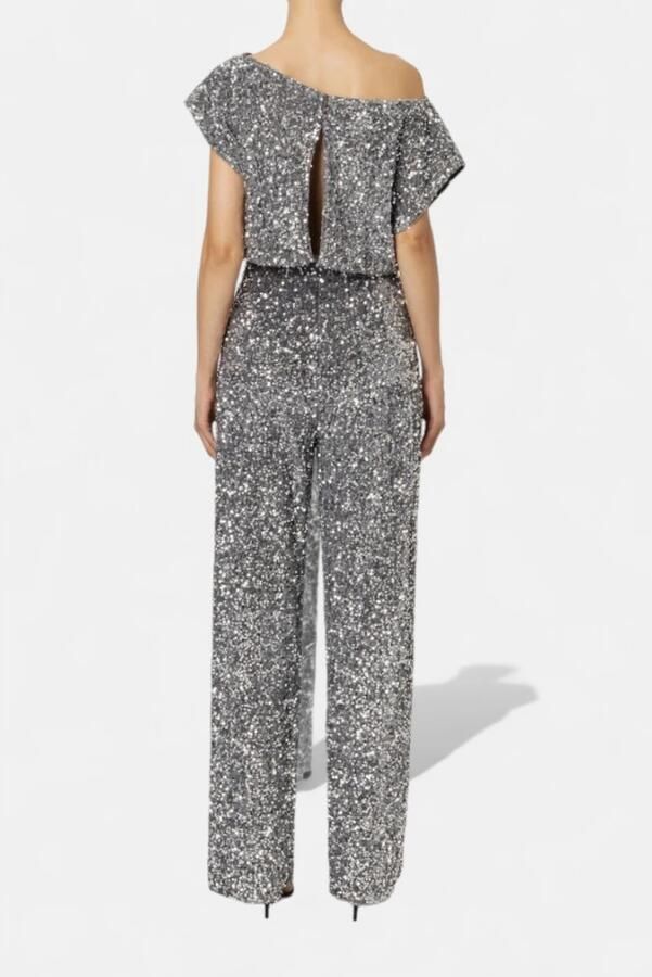Elisabetta Franchi Geborduurde fluwelen jumpsuit met boothals - Foto 2