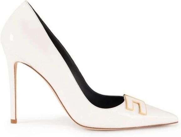Elisabetta Franchi Leren Décolleté met Logo Detail