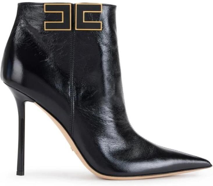 Elisabetta Franchi Leren Laarzen met Logo Detail