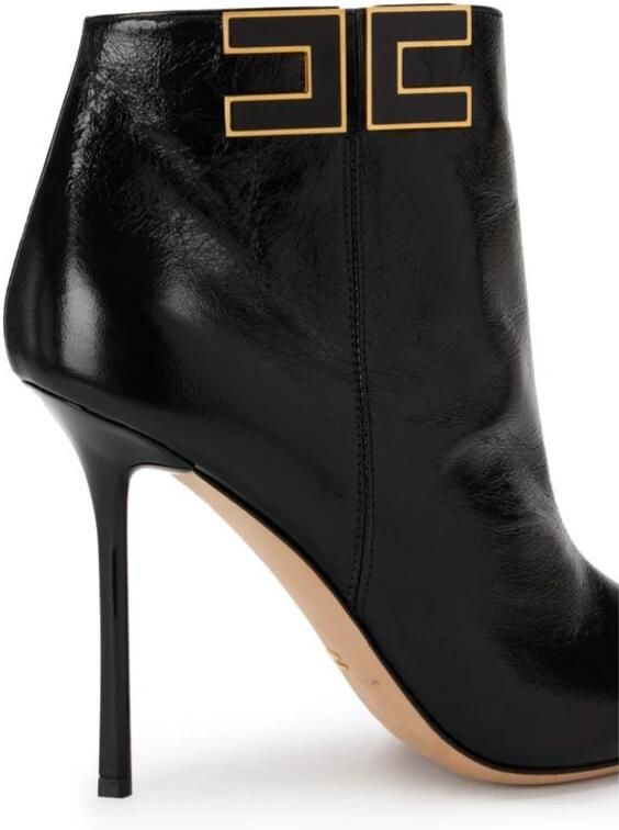 Elisabetta Franchi Leren Laarzen met Logo Detail - Foto 2