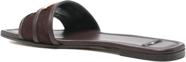 Elisabetta Franchi Leren Platte Sandaal met Logo Detail - Foto 2