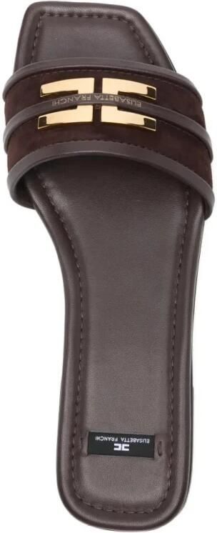 Elisabetta Franchi Leren Platte Sandaal met Logo Detail - Foto 2