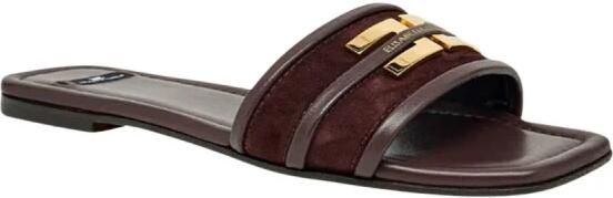 Elisabetta Franchi Leren Platte Sandaal met Logo Detail