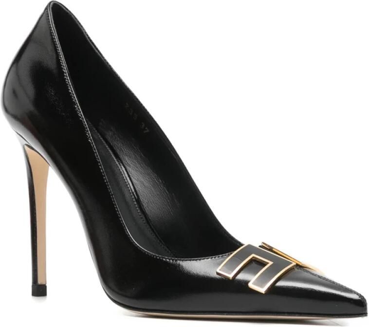 Elisabetta Franchi Leren Pump met Logo Detail - Foto 2