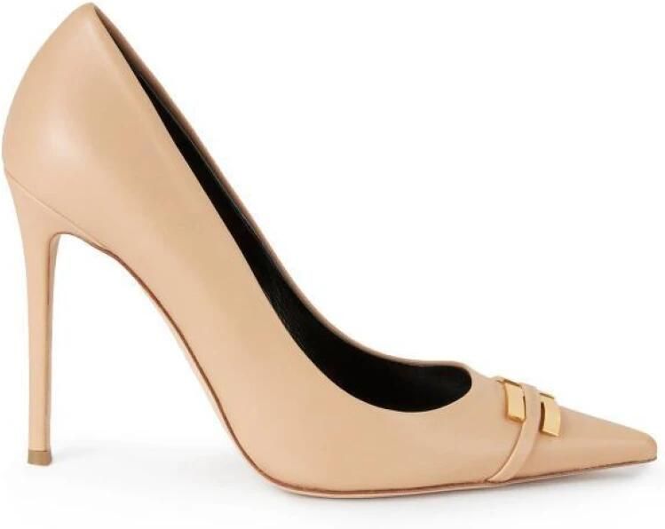 Elisabetta Franchi Leren Pump met Logodetail