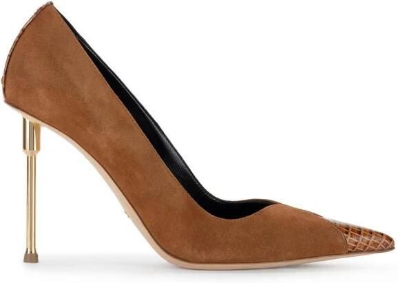 Elisabetta Franchi Leren Pumps met Sculptuurhak