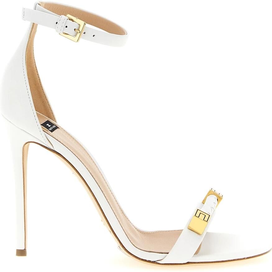 Elisabetta Franchi Leren sandaal met logo details