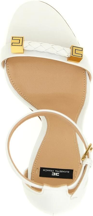 Elisabetta Franchi Leren sandaal met logo details - Foto 2