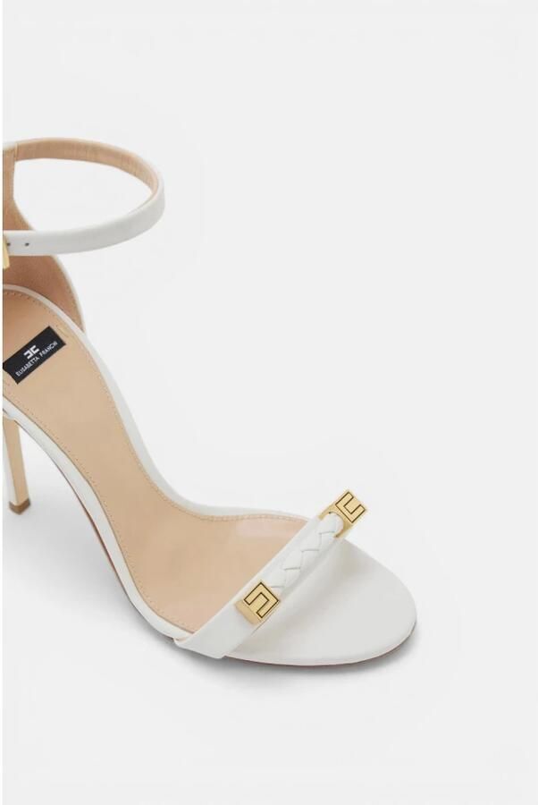 Elisabetta Franchi Leren sandaal met logodetails - Foto 2