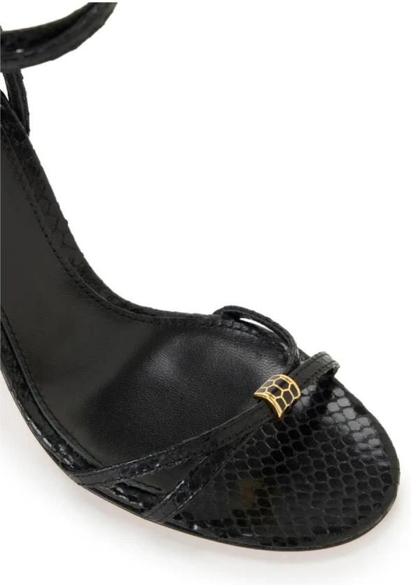 Elisabetta Franchi Leren sandalen met juweelhak