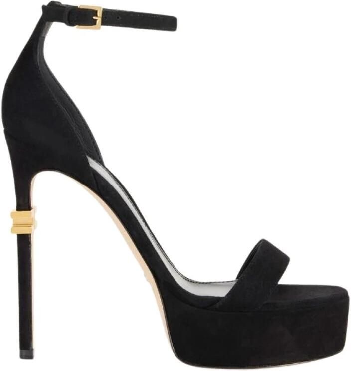 Elisabetta Franchi Leren Sandalen met Plateauzool