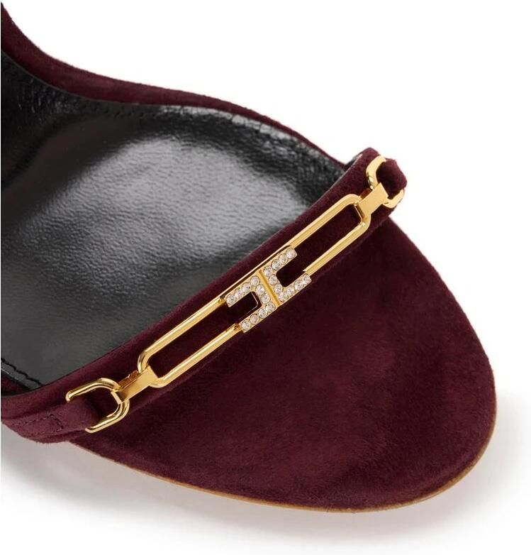 Elisabetta Franchi Leren Sandalen met Sculptuurhak