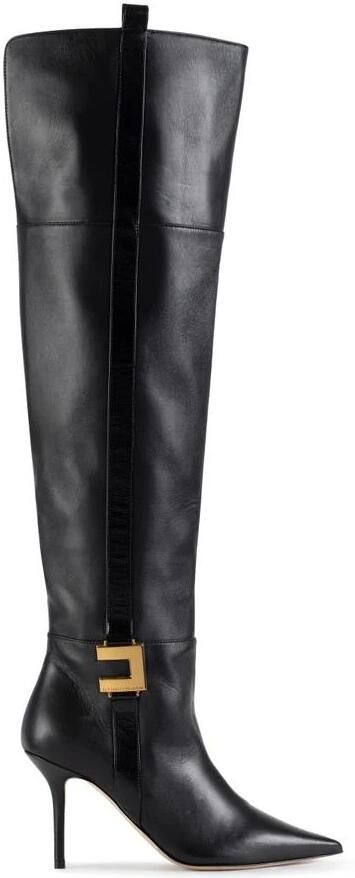 Elisabetta Franchi Nappa Leren Laarzen met Tweekleurig Logo - Foto 2