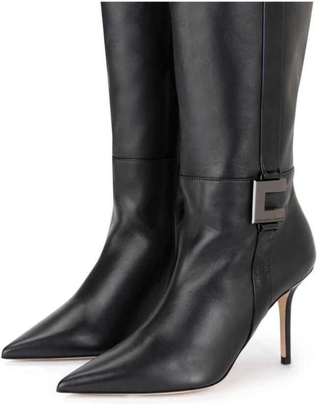 Elisabetta Franchi Nappa Leren Laarzen met Tweekleurig Logo