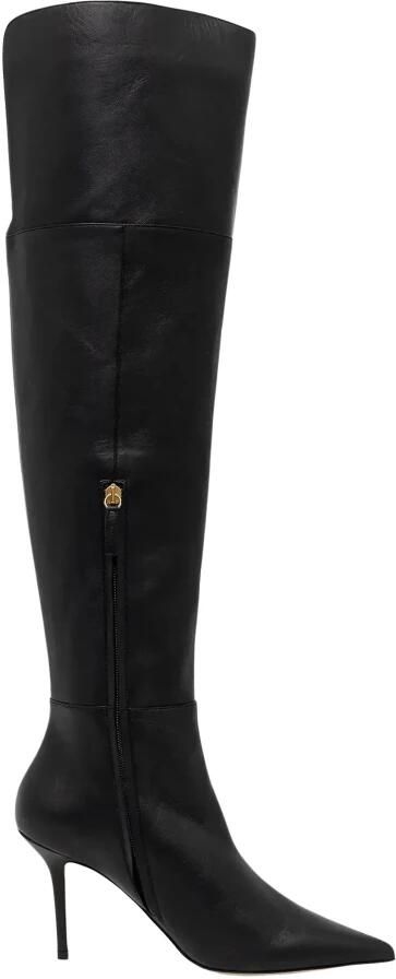 Elisabetta Franchi Nappa Leren Laarzen met Tweekleurig Logo