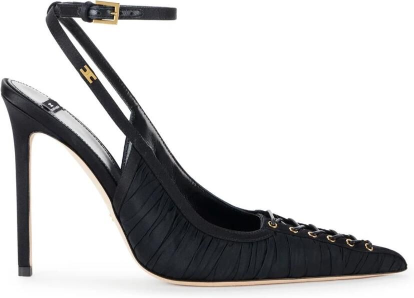Elisabetta Franchi Nappa Leren Sandaal met Kruislings Veters