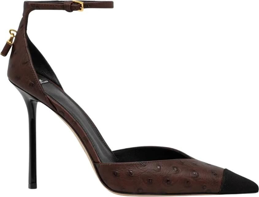 Elisabetta Franchi Ostrich Texture Pumps met Juwelen Hangslot