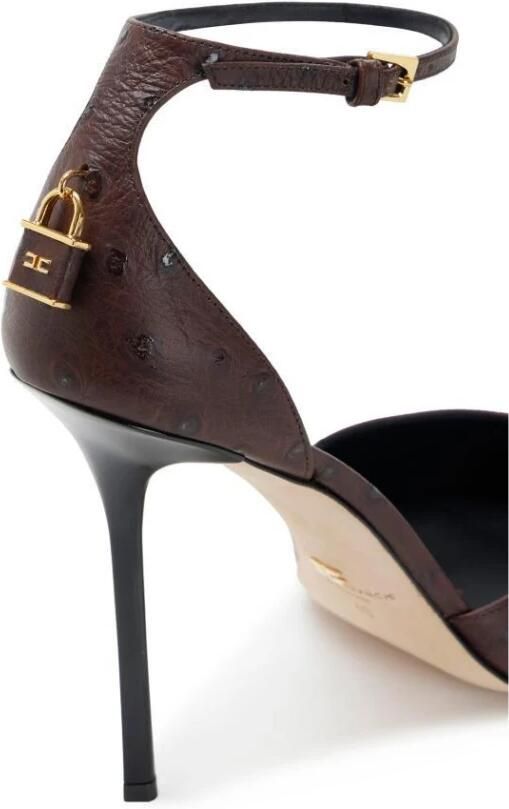 Elisabetta Franchi Sandalen met struisvogeltextuur en juweelhangslot - Foto 2