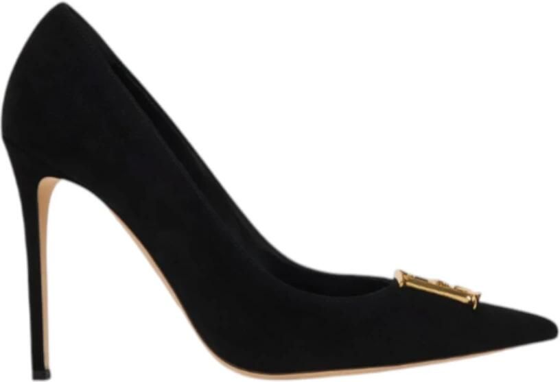 Elisabetta Franchi Suède Décolleté met Logo Detail