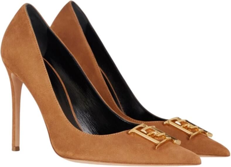 Elisabetta Franchi Suède Pumps met Logo Detail - Foto 4