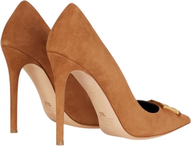 Elisabetta Franchi Suède Pumps met Logo Detail - Foto 3