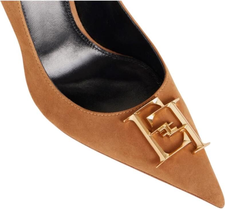 Elisabetta Franchi Suède Pumps met Logo Detail - Foto 2