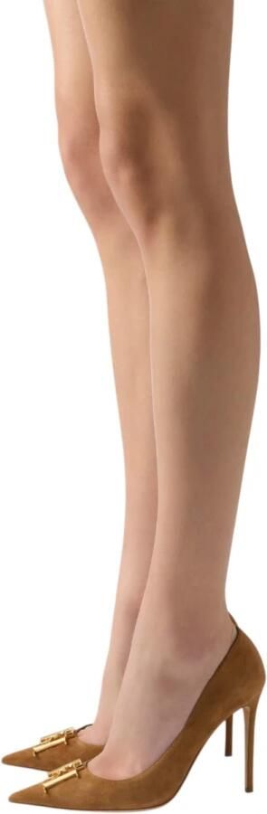 Elisabetta Franchi Suède Pumps met Logo Detail - Foto 5