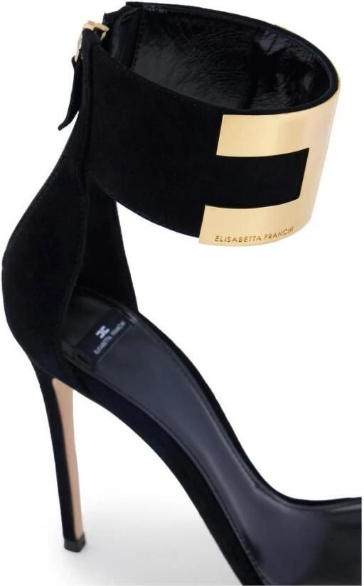 Elisabetta Franchi Suede Sandalen met Logo van Juwelen - Foto 2