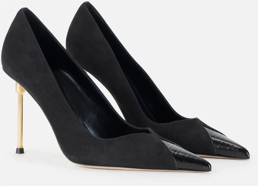 Elisabetta Franchi Zwarte Leren Pumps Beeldhouwhak