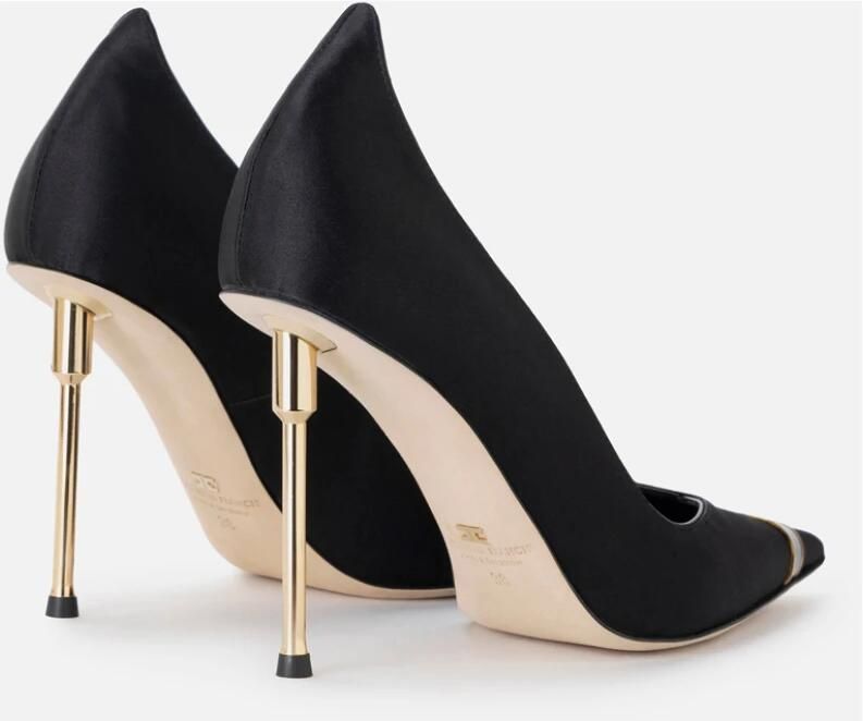 Elisabetta Franchi Zwarte leren sandalen met hak