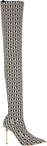 Elisabetta Franchi "Hoge Laarzen Jacquard Guepiere Stijl" Zwart Dames