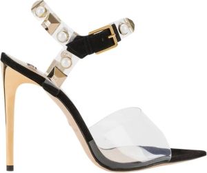 Elisabetta Franchi "Hoge Sandalen met Gouden Studs" Zwart Dames