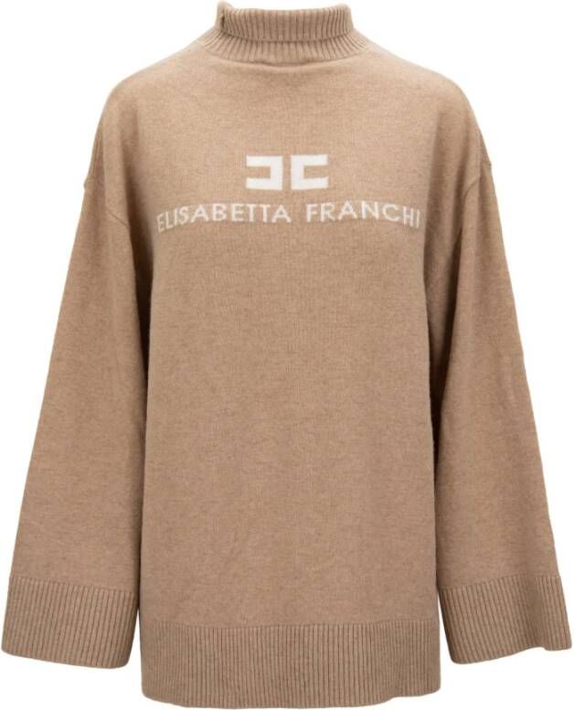 Elisabetta Franchi Hooggesloten trui van wol-cashmere met lange mouwen