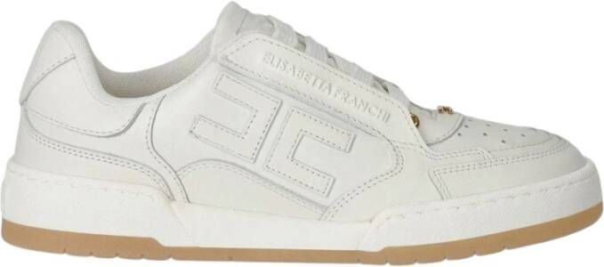 Elisabetta Franchi Low-Top Sneakers Ivory Leather Sneaker in beige
