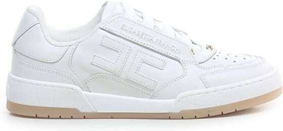 Elisabetta Franchi Ivory Leather Sneaker Flat Shoes