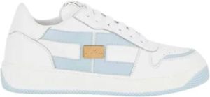 Elisabetta Franchi Lage leren sneakers met contrasterend logo Wit Dames
