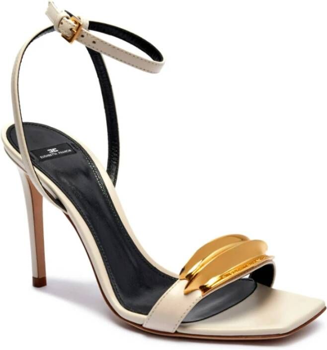 Elisabetta Franchi Leaf Jewel Leren Stiletto Sandalen