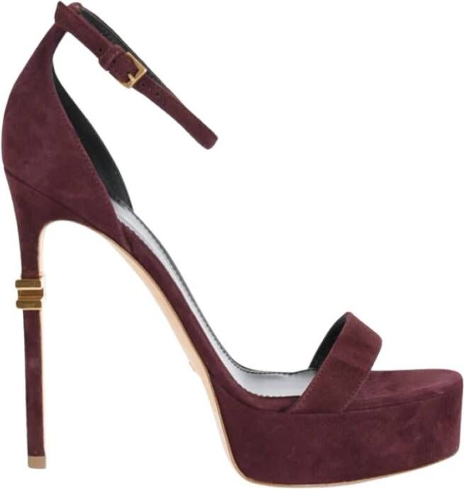 Elisabetta Franchi Leren Plateau Stiletto Sandalen
