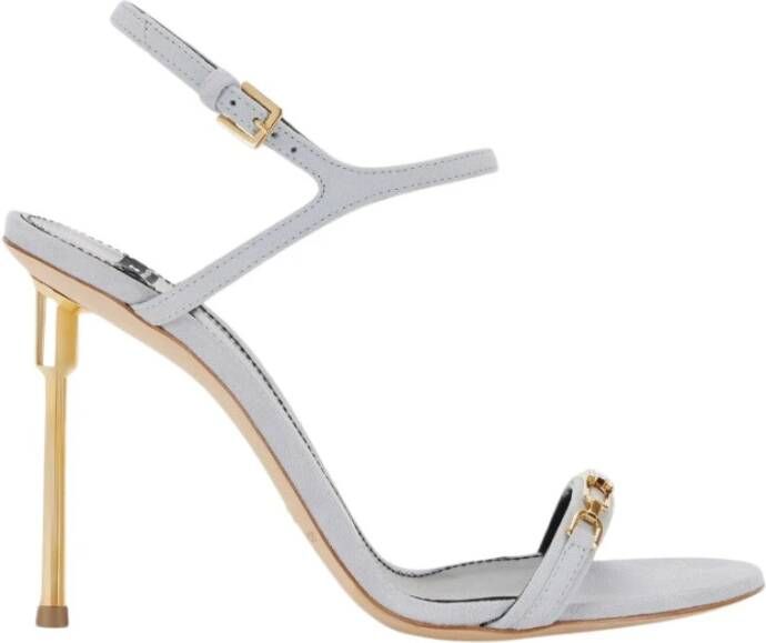 Elisabetta Franchi Leren sandalen met gebeeldhouwde hak