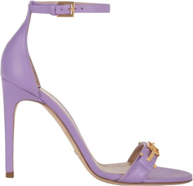 Elisabetta Franchi Leren Sandalen Purple Dames