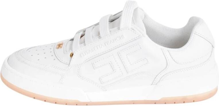 Elisabetta Franchi Leren Sneakers met Dubbel C Logo