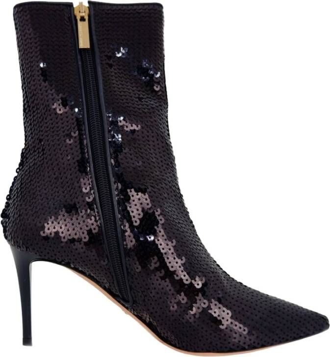 Elisabetta Franchi Paillet Leren Enkellaarzen Black Dames