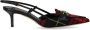 Elisabetta Franchi Zwarte en Rode Tartan Slingback Pump Multicolor Dames - Thumbnail 1